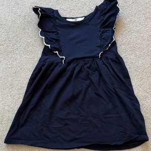 H&M Dark Navy Ruffle Sleeve Girls Dress